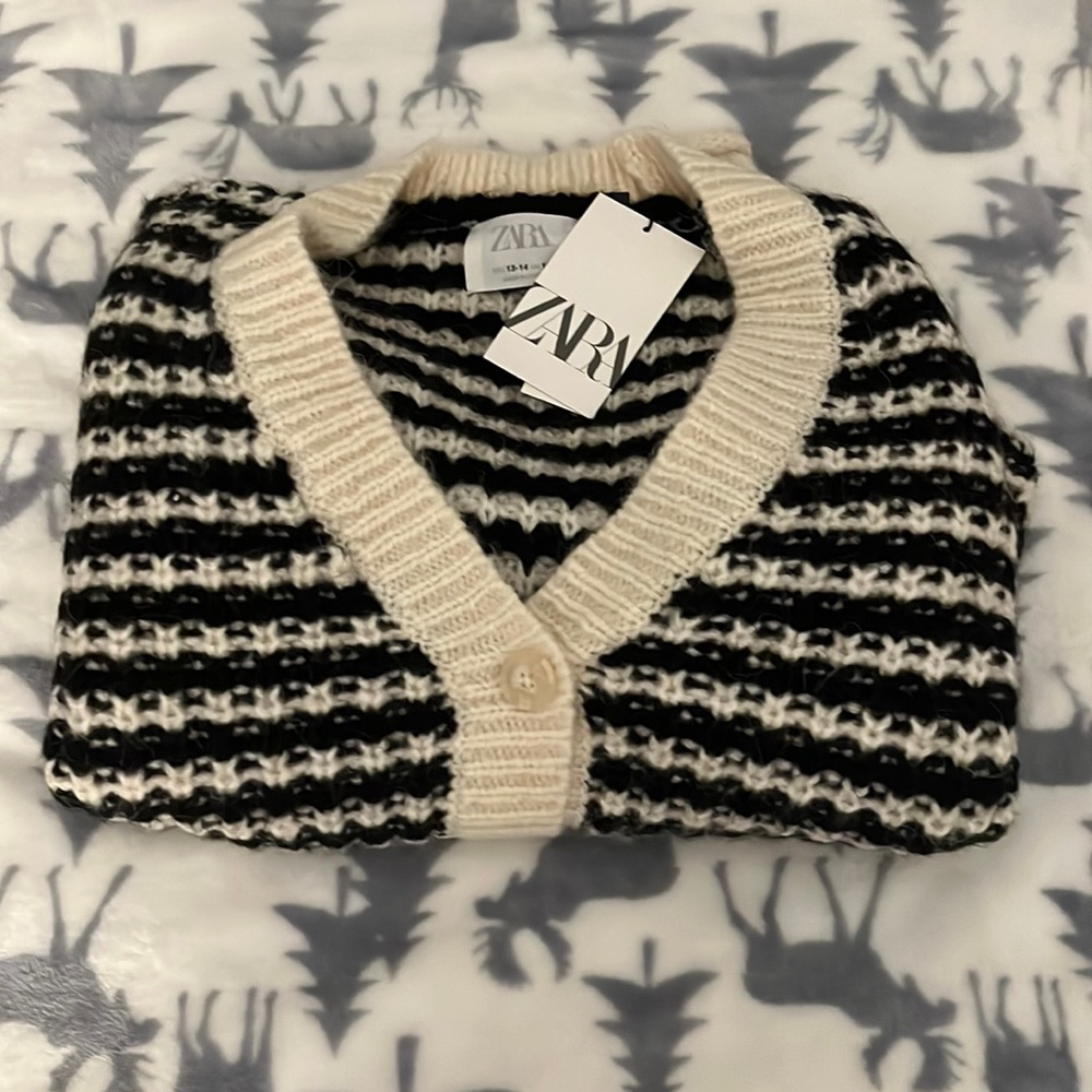 ZARA Black and White Cardigan